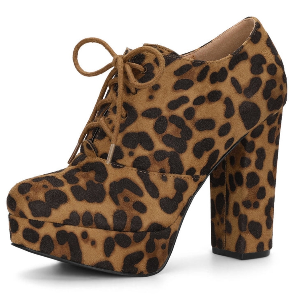 Allegra Leopard Print Platform Booties